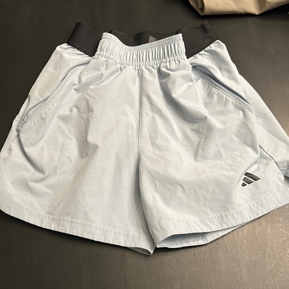 adidas Light Blue Men's Athletic Shorts with Black Waistband